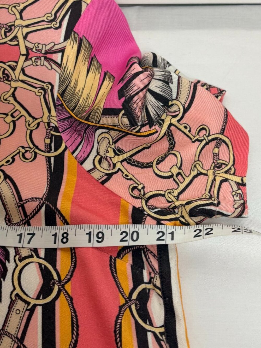 Hale Bob Woman's Pink Feather/Chain Scarf Print Bohemian Chic Top Size Large - Picture 5 of 6